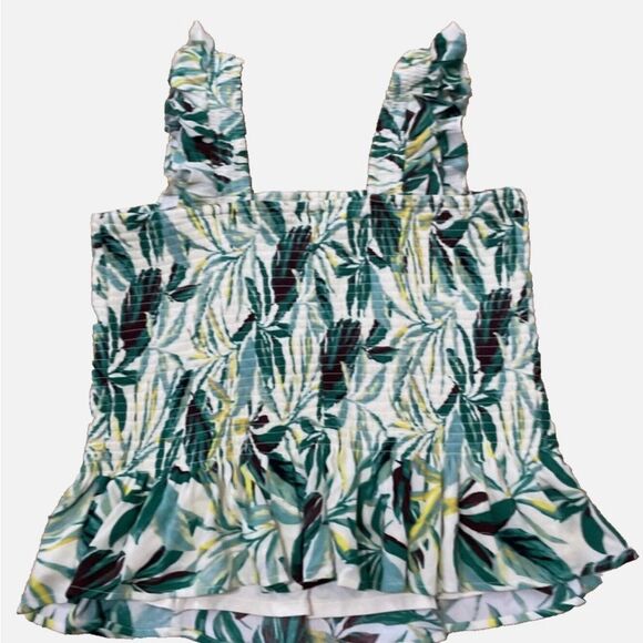 EUC Torrid Tropical Leaf Print Peplum Short Top - Picture 1 of 10